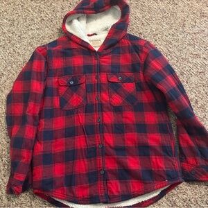 Boston Traders Red and Blue Plaid womens plaid Shirt jacket
